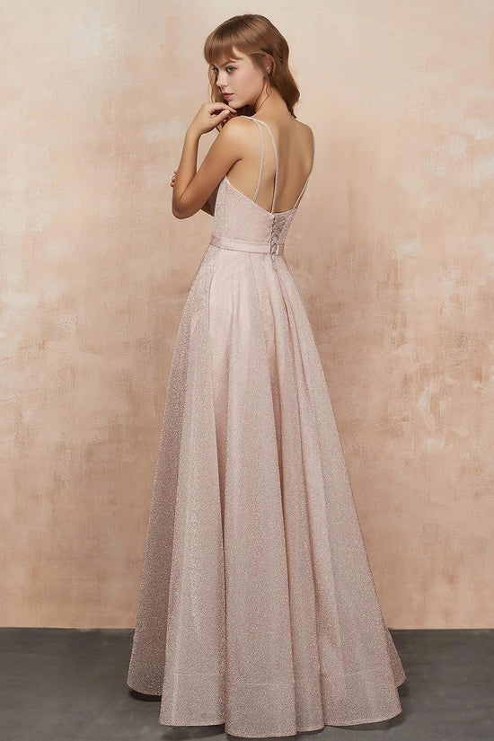 A Line Pale Pink Prom Dress