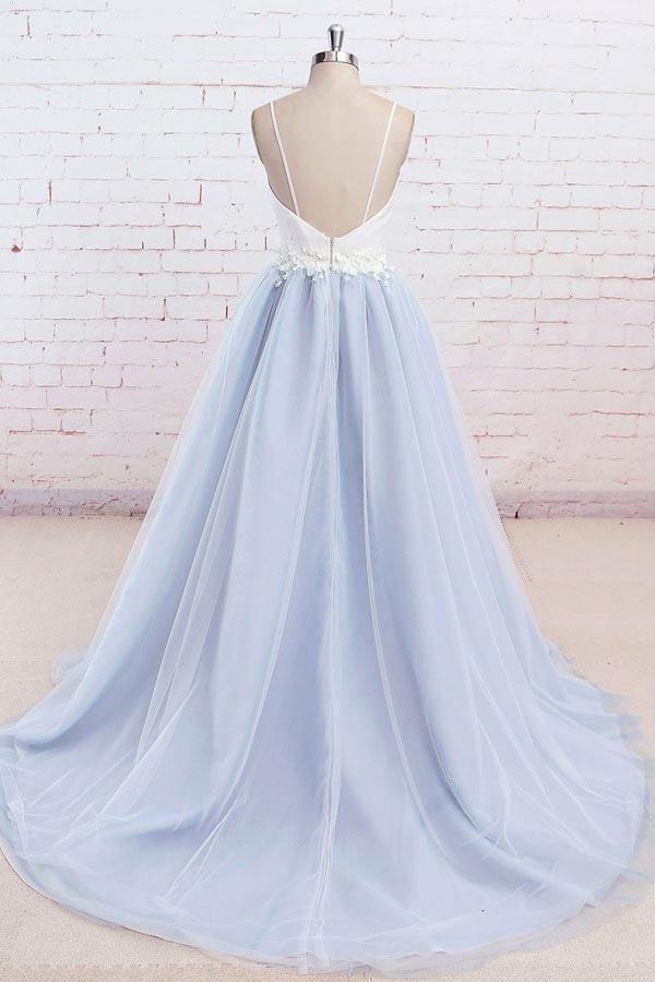 A Line Spaghetti Straps Prom Dress Tulle Evening Dress