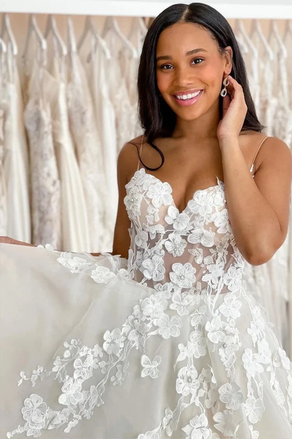 A Line Sweetheart 3D Lace Wedding Dress Elegant Wedding Gown WW292 winkbridal