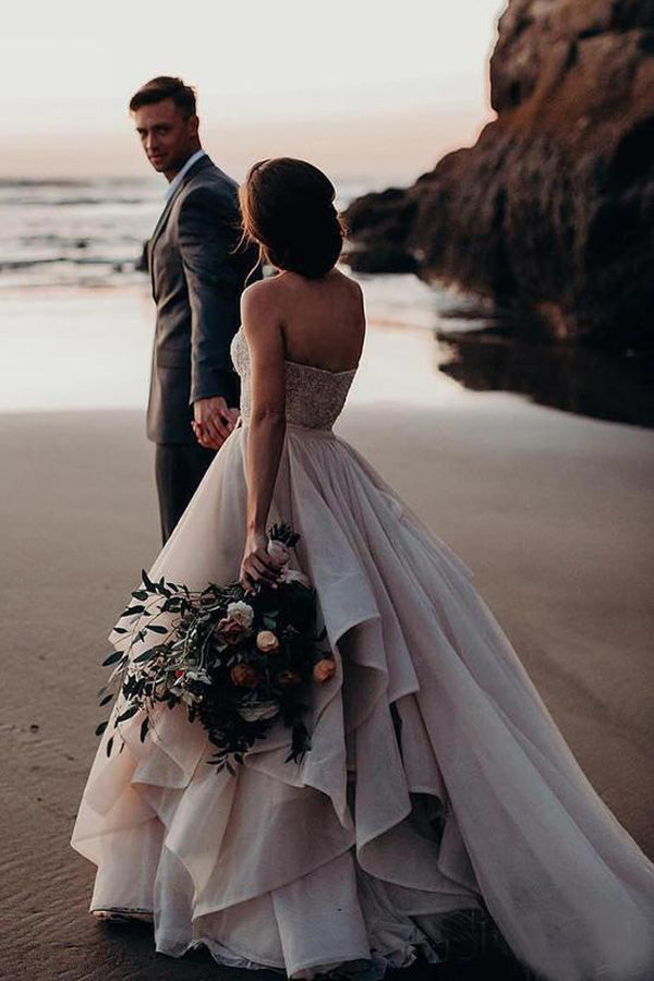 A-line Sweetheart Organza Wedding Dress With Ruffles