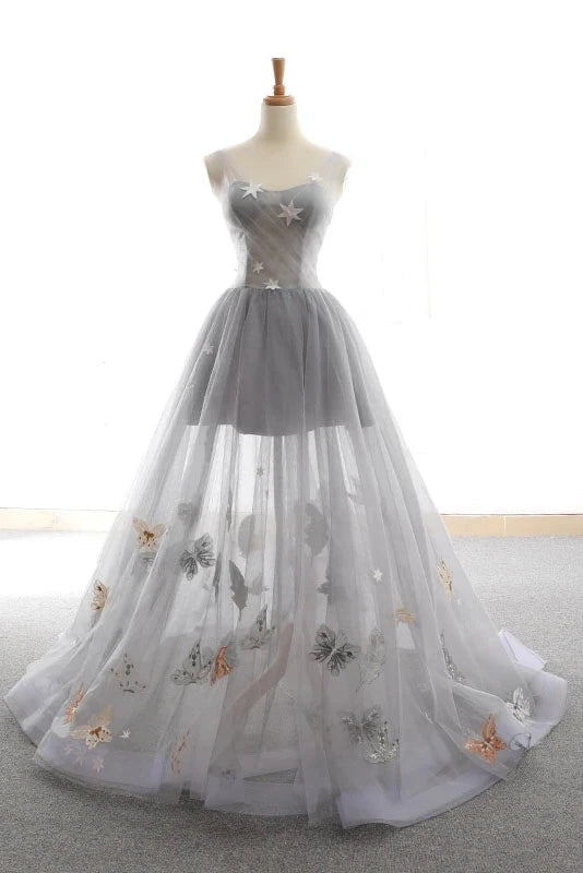 A Line Sweetheart Tulle Prom Dress
