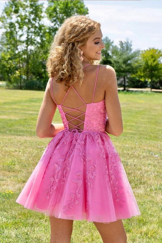 A-line Tulle Short Homecoming Dress With Lace Appliques