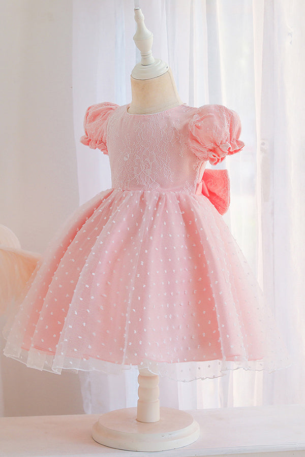 Cap Sleeve Short pink princess flower girl dresses