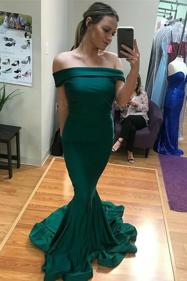 Charming Mermaid Off The Shoulder Satin Prom Dress Evening dress