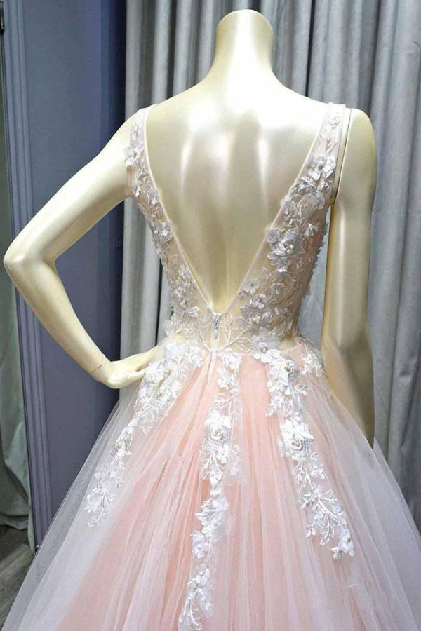 Charming Puffy Tulle Prom Dress Lace Appliques Evening Dress