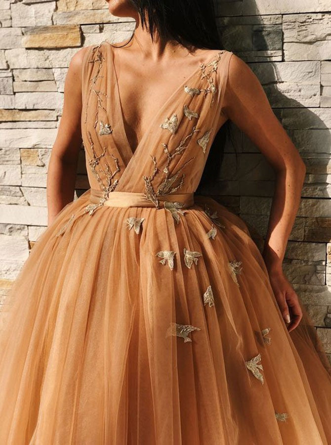 Chic V-Neck Sleeveless Homecoming Dresses | Tulle Short Prom Gowns BC0691