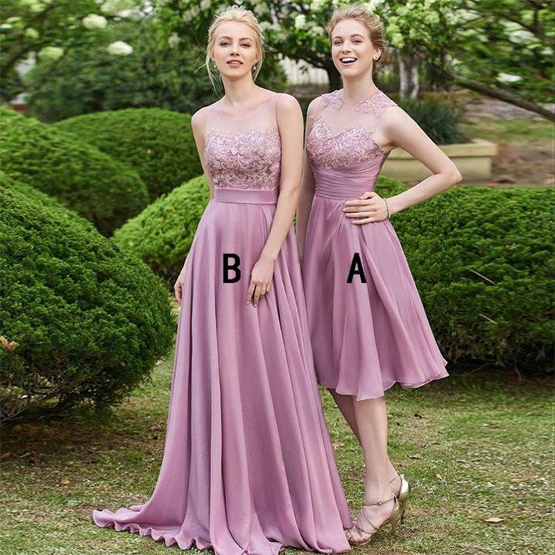 Delicate Lace A-line Sleeveless Bridesmaid Dress | A & B styles Bridesmaid Dress
