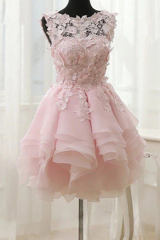 Elegant A-line Lace Tulle Short Homecoming Dress