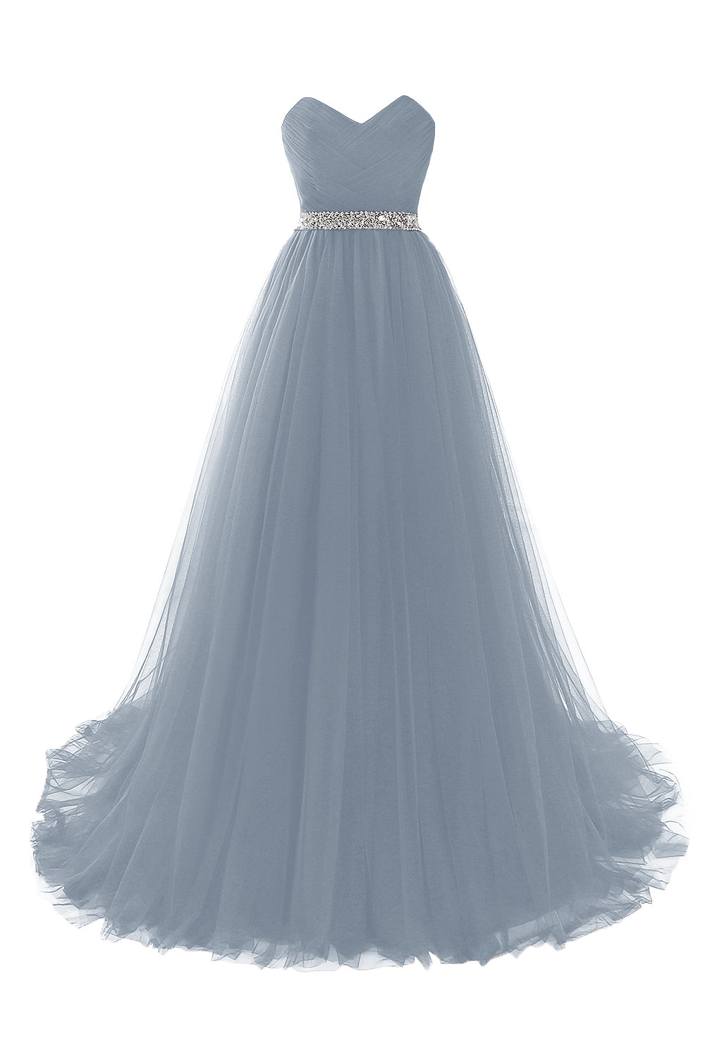 Elegant Burgundy Tulle Evening Dresses | Long Crystal Prom Gowns