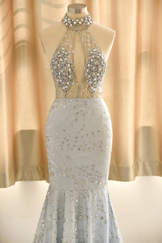 Elegant Halter Mermaid Prom Dresses | Backless Sequins Evening Gowns BC0679