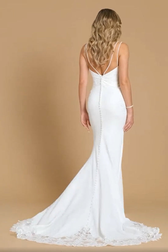 Elegant Mermaid Ivory Wedding Dress With Cutout Lace Train