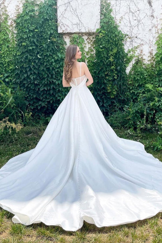 Elegant White Satin Sweetheart Long Prom Dress White Wedding Dress