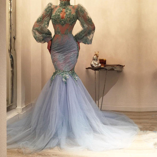 Gorgeous Long Sleeve Mermaid Prom Dresses | Tulle Evening Gowns On Sale