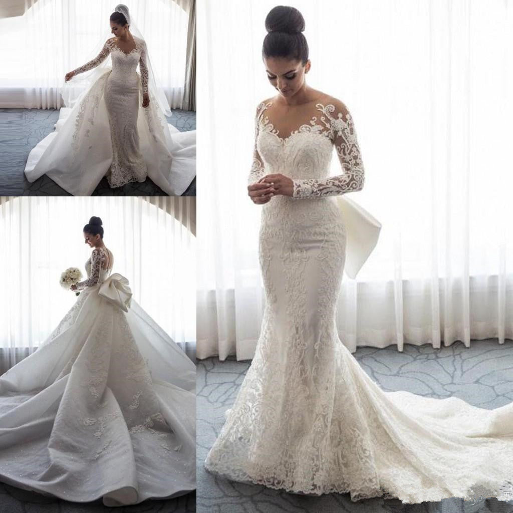 Gorgeous Long Sleeve Wedding Dress | Mermaid Lace Bridal Gowns BC0093