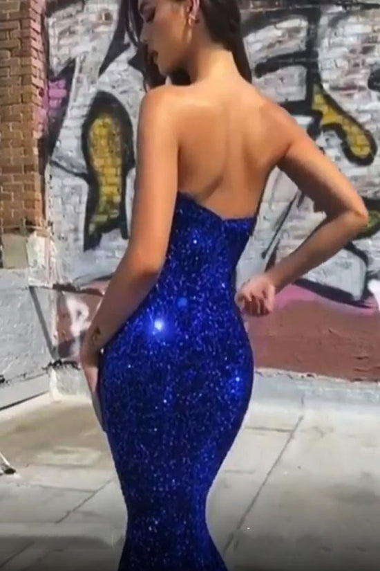 Gorgeous Sparkly Mermaid Strapless Long Prom Dress Evening Dress