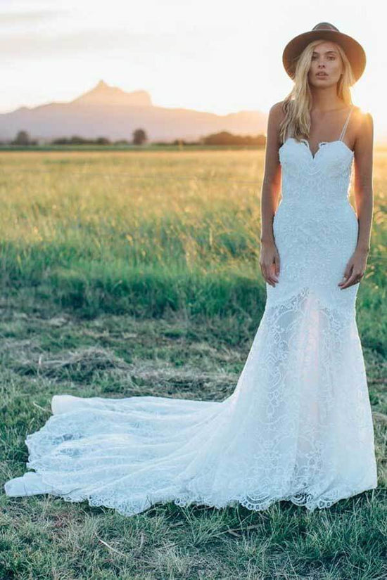 Ivory Mermaid Sweetheart Lace Wedding Dress Rustic Ivory Bridal Gown