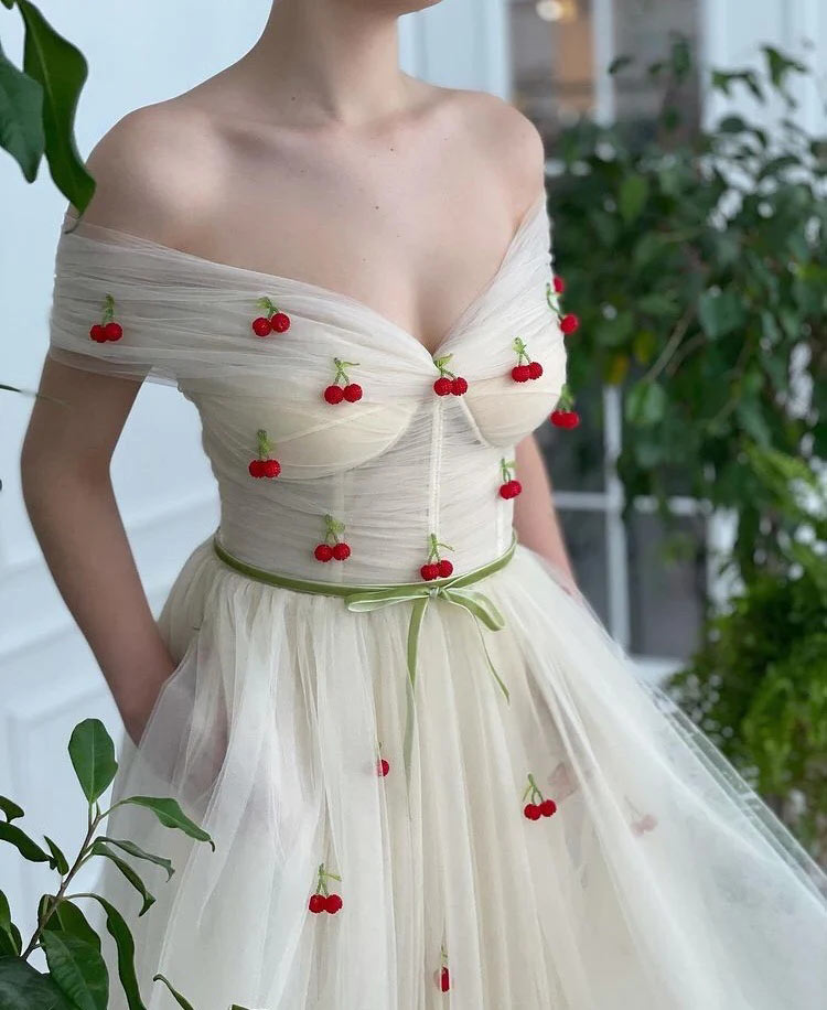Ivory Off The Shoulder Prom Dresses