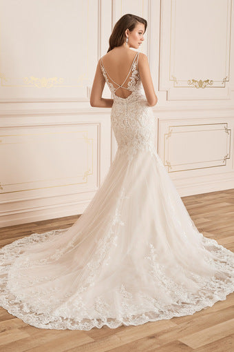 Luxurious Mermaid Spaghetti Straps Lace Wedding Dress Backless Bridal Dress