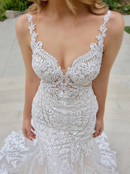 Luxury Mermaid Lace Wedding Dress Court Train Birdal Gown