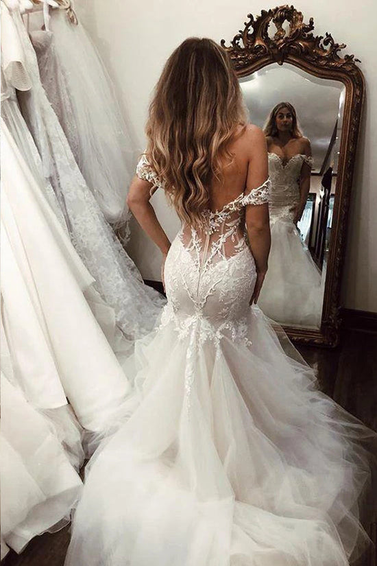 Mermaid Off The Shoulder Backless Wedding Dress