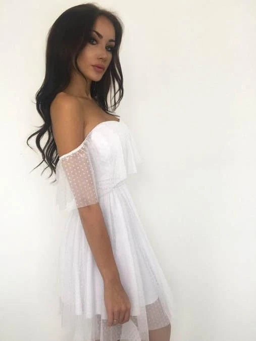 Off The Shoulder Sweetheart Tulle Short Homecoming Dress