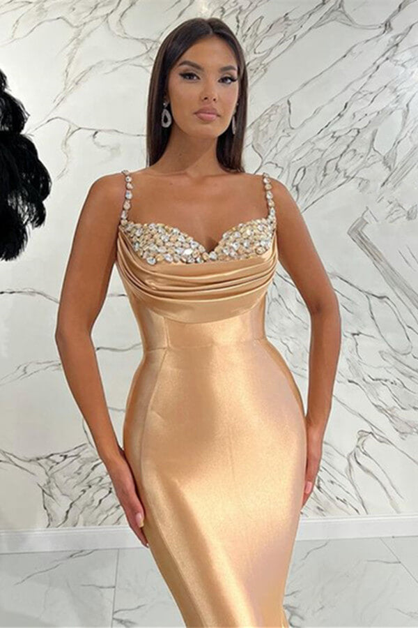 Online Spaghetti-Straps Mermaid Sweetheart Evening Dress With Sequins