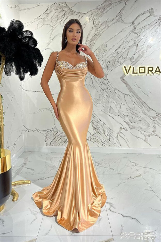Online Spaghetti-Straps Mermaid Sweetheart Evening Dress With Sequins