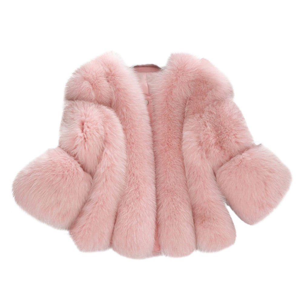 Pretty Overcoat Long Sleeves Faux Fur Winter Lining Coats
