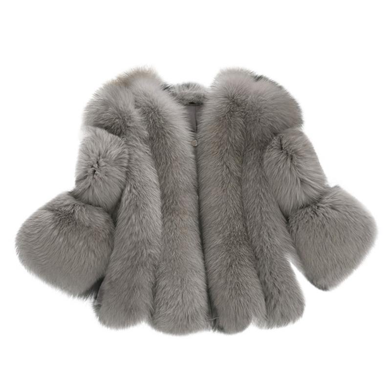 Pretty Overcoat Long Sleeves Faux Fur Winter Lining Coats