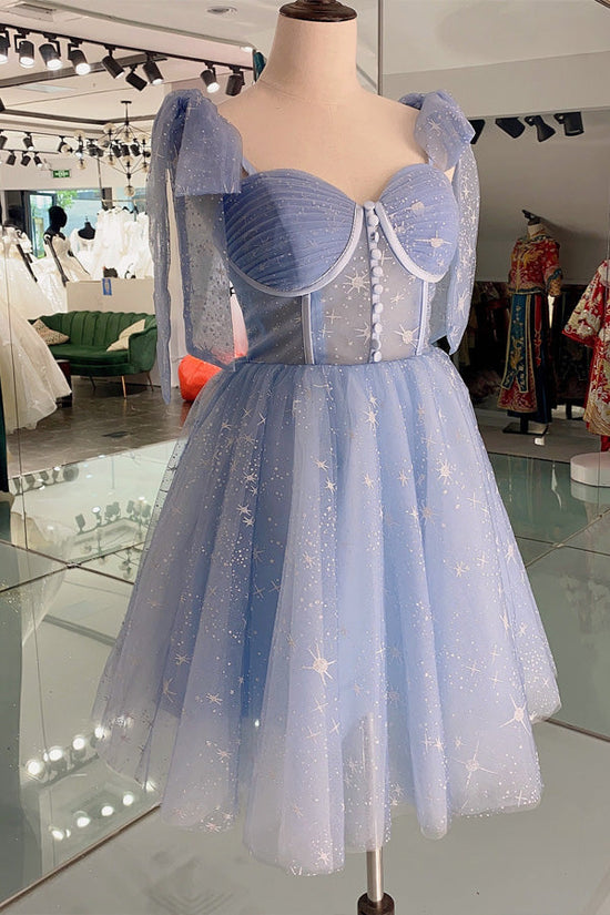 Puffy Starry Tulle Homecoming Dress A-line Sweetheart Short Party Dress WD239