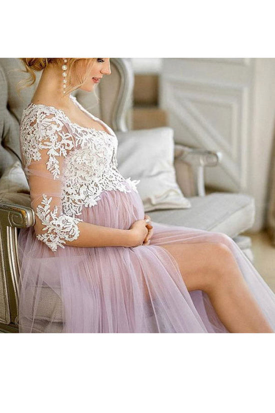 Romantic 3/4 Sleeve Maternity Dresses for Photoshoots
