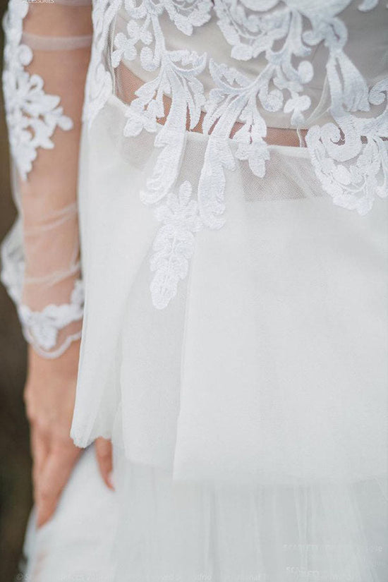 See Through Long Sleeve Boho Wedding Dress Separates Wedding Dress
