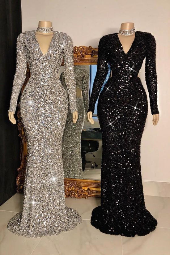 Sequins Mermaid Evening Dress with Long Sleeves