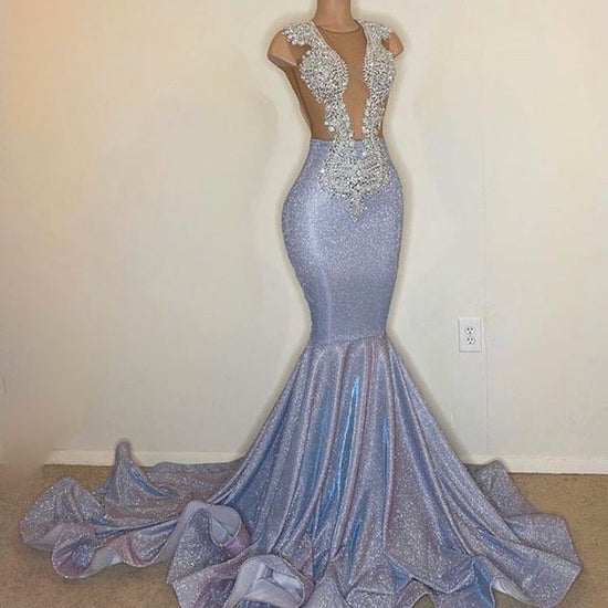 Sexy Mermaid Prom Dress Sparkly Appliques Party Dress