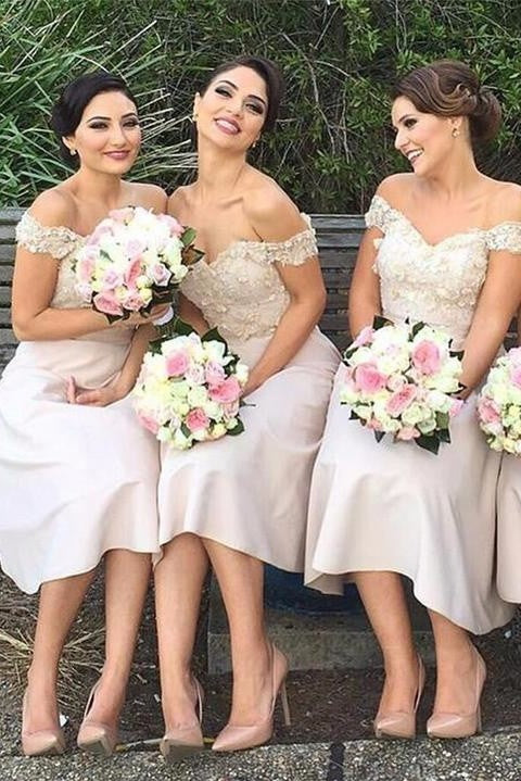 Short Lace Glamorous Off-the-Shoulder Bridesmaids Dress
