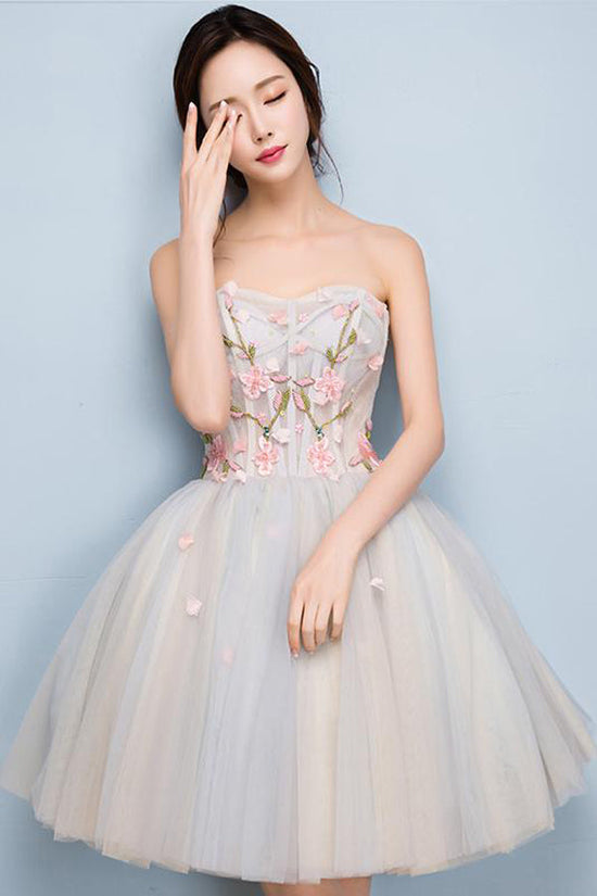Load image into Gallery viewer, Strapless Tulle Short Homecoming Dress
