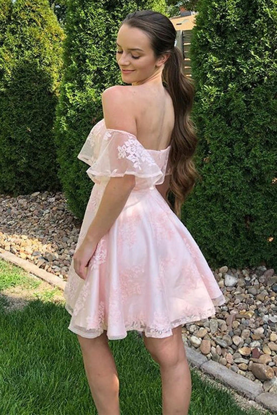 Stunning Off The Shoulder Lace Homecoming Dress