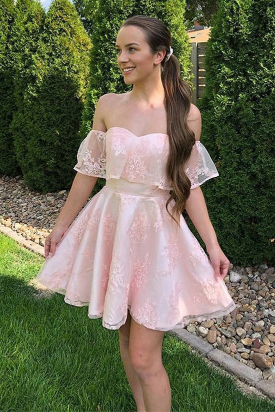 Stunning Off The Shoulder Lace Homecoming Dress