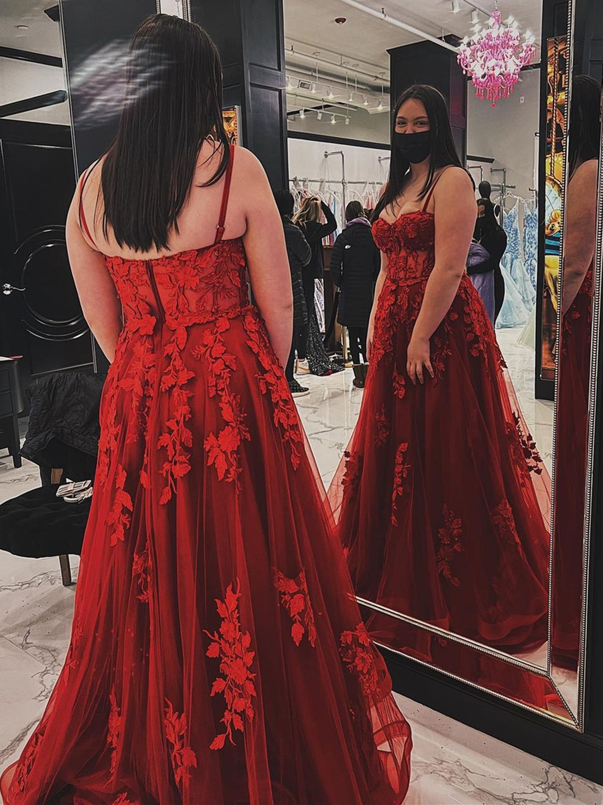 Sweetheart Neck Open Back Wine Red Lace Long Prom Dresses, Burgundy Lace Formal Graduation Evening Dresses with Appliques 