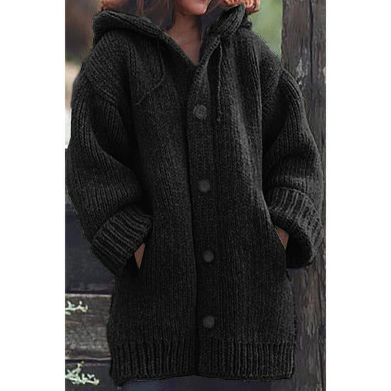Women's Long Sleeve Chunky Knit Sweater Open Front Cardigan Outwear with Pockets