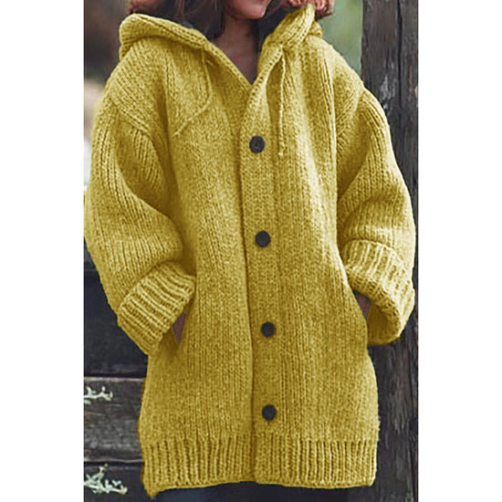 Women's Long Sleeve Chunky Knit Sweater Open Front Cardigan Outwear with Pockets